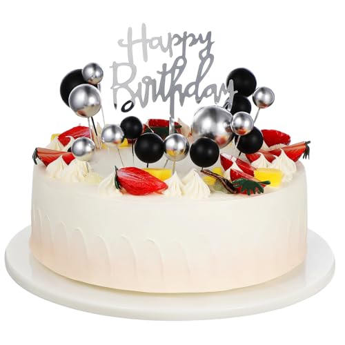 YARNOW 1Satz Elegant Kuchendekoration Teiliges Tortenstecker mit Schwarzen und Silbernen Kugeln für Hochzeiten Geburtstagsfeiern und Jubiläen Einfache von YARNOW