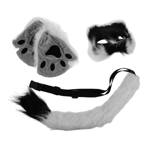 YARNOW Fuchs-tiermaske Aus Kunstpelz Halbmasken Für Kostümpartys Halloween-masken Mit Und Handschuhen Tierkostüm Für Erwachsene Und Junge Mädchen von YARNOW