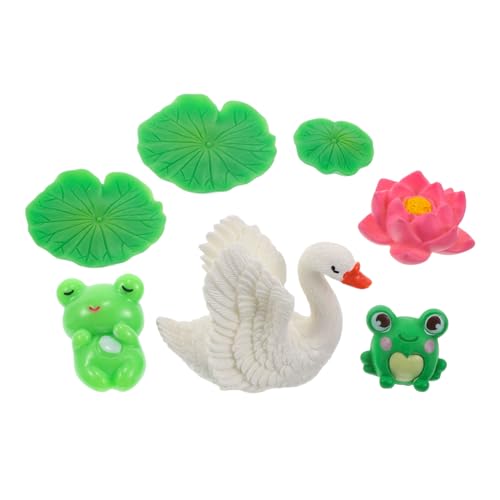 YARNOW 1Satz Frösche aus Harz Teiliges Aquarium für Büro und Garten Kreative Figuren mit Seerosen und Lotusblumen für Schreibtischzubehör und Wohnraumgestaltung von YARNOW