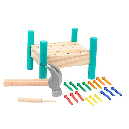 YARNOW 1Satz Holz Klopfspielzeug Mit Bunten Nägeln Pädagogisches Formwahrnehmung Für Ab Jahren Feinmotorik Und Hand Augen Koordination von YARNOW