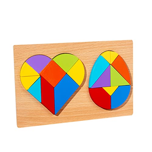 YARNOW 1Satz Holz Tangram Puzzle Herz Und Eierform Pädagogisches Für Geometrische Formen Lernspielzeug Für Frühe Entwicklung von YARNOW