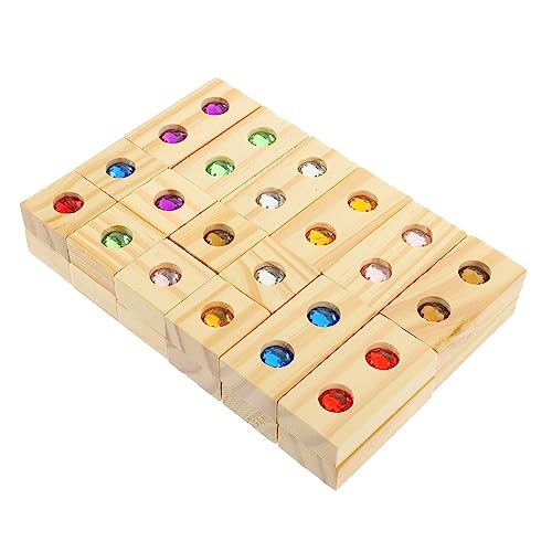 YARNOW 1Satz Holzbausteine mit Farbigen Edelstein Stapelblöcken Frühes Lernen für Fördert Kreativität Logisches und Hand Auge Koordination für Gemeinsames von YARNOW