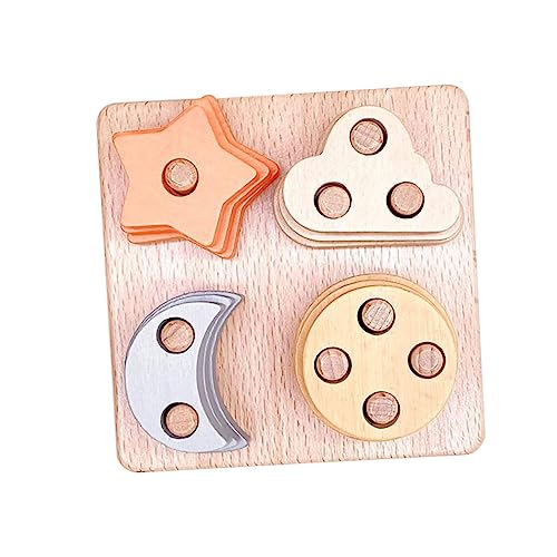 YARNOW 1Satz Holzstapelblöcke Montessori Stapelspielzeug Für Kleinkinder Farbenfrohe Formensorter Für Vorschulkinder Lernspielzeug Ab Jahr Stern Mond Und Design Pädagogisches von YARNOW
