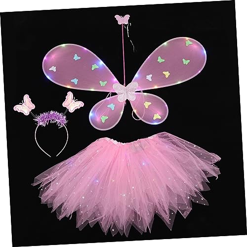 YARNOW 1Satz Luminous Fairy Wings Set Für Glitzerndes Kostüm Mit Rock Und Haarband Party Dekoration Für Geburtstagsfeiern Und Bühnenauftritte von YARNOW