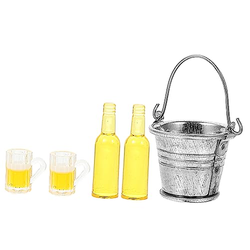 YARNOW 1Satz Mini Bierbecher Modell Aus Harz Mit Mini Eiswürfel Modell Und Eimer Perfektes Zubehör Für Puppenstube Für Kreative Spielwelten Harzwürfel Design von YARNOW