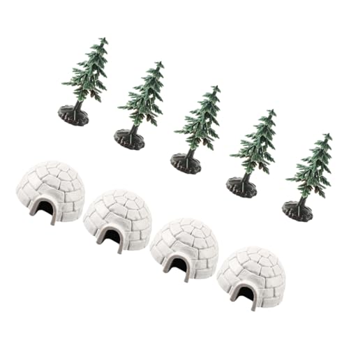 YARNOW 1Satz Mini Iglu Dekoration mit Eishäusern und Weihnachtsbaumfiguren Realistische Arktische Modelle für Weihnachtsdekoration Kuchendekoration und Lernspielzeug von YARNOW
