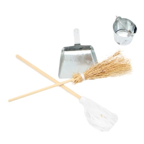 YARNOW 1Satz Mini Puppenhaus Reinigungszubehör Mini Eimer Simulierter Besen Und Kehrschaufel Für Puppenhaus Dekoration Teiliges Für Kreative Rollenspiele Und Puppenhaus Zubehör von YARNOW