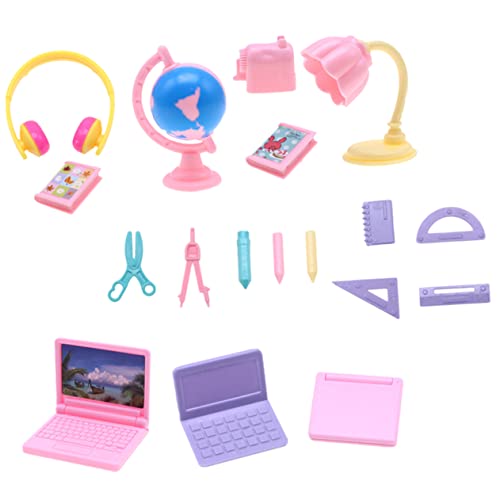 YARNOW 1Satz Mini Puppenschule Zubehör Set Lernspielzeug Mit Computer Und Schreibwaren Für Puppenhaus Realistische Schulmaterialien Für Kreative Rollenspiele von YARNOW
