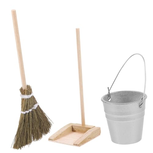 YARNOW 1Satz Mini Reinigungswerkzeuge Für Puppenhaus Simulierter Besen Wasserbehälter Und Kehrschaufel Exquisites Design Szenen Und Kreative von YARNOW