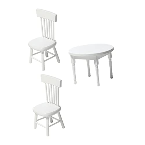 YARNOW 1Satz Möbelset Weißer Rundtisch und Stühle für Puppenhaus Zubehör für Kreative Szenen und Rollenspiele aus Hochwertigem Material Realistische Designs von YARNOW
