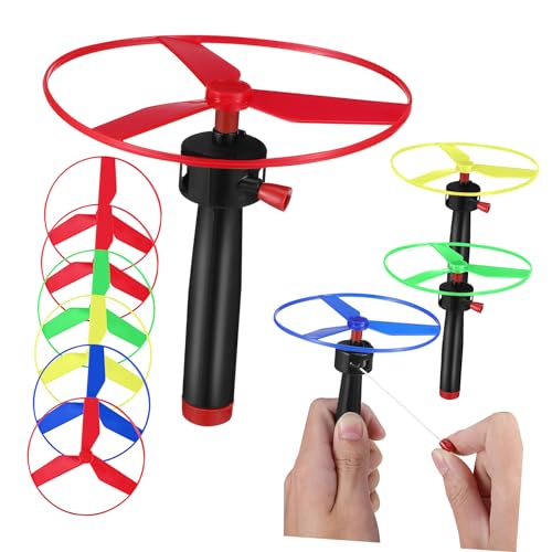 YARNOW Flugspielzeug Satz für Kinder Propellerspielzeug Fliegende Untertasse mit Zugschnur Outdoor Spielzeug für Spaß und Interaktion von YARNOW