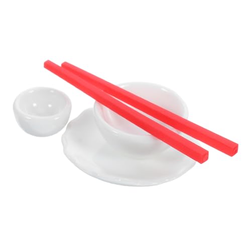 YARNOW 1Satz Puppenhaus Teegeschirr Set Teetasse Teller Schüssel Essstäbchen Puppenhaus Küchenzubehör Für Rollenspiel Und Dekoration von YARNOW