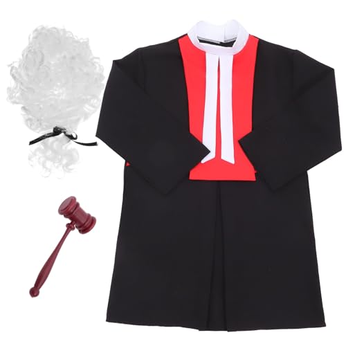 YARNOW 1Satz Richter Kostüm mit Perücke und Hammer Unisex Cosplay Outfit für Mottopartys und Schulaufführungen für Große von YARNOW
