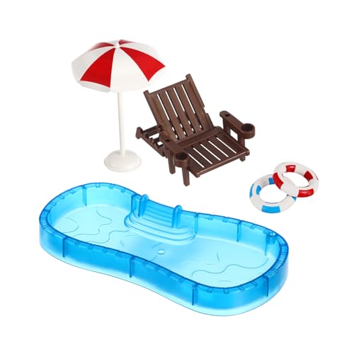 YARNOW 1Satz Schwimmring Für Puppenhaus Dekoration Mit Pool Und Strandliege Für Fantasie Und Kreativität Landschaften von YARNOW
