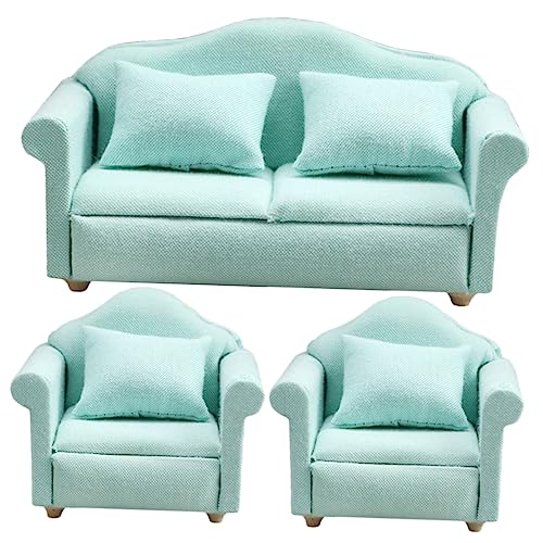 YARNOW 1Satz Sofa für Puppenhaus Teiliges Möbel mit Sofa und Sesseln Dekorative Mini Hausmöbel Tiefgrünem Miniaturszenen und Foto Requisiten von YARNOW