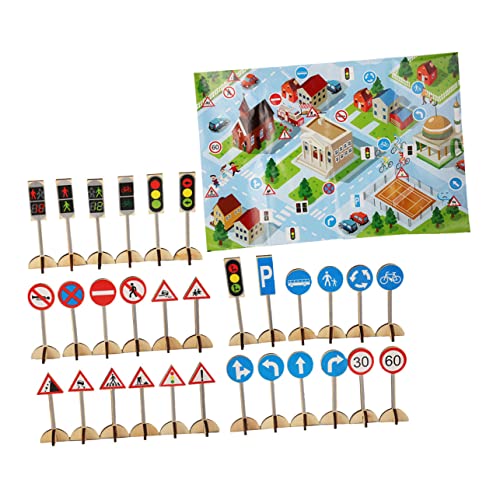 YARNOW 1Satz Straßenschild für Pädagogisches Verkehrszeichen zur Verkehrserziehung Hochwertige Holzspielzeuge für Kreative Lernstunden für Zuhause Kindergarten von YARNOW