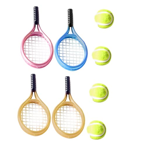 YARNOW 1Satz Tennis Racket Deko Mini Tennisschläger Und Mini Bälle Für Puppenhäuser Schreibtisch Dekoration Und Fotografie Requisiten Gemischte Farben von YARNOW