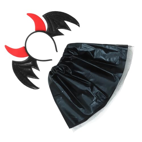 YARNOW 1Satz Teufel Kostüm Set Mit Fledermaus Stirnband Und Rock Für Halloween Angenehmes Material Für Partys Kreatives Design Mit Hörnern Und Flügeln Kostümpartys von YARNOW