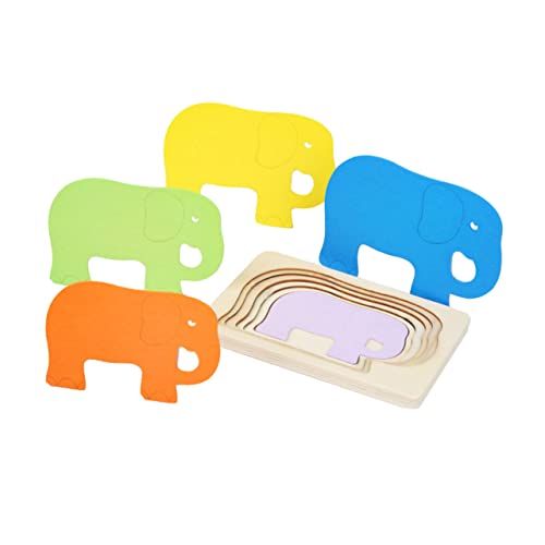 YARNOW 1Stück Holz Puzzle Für Kleinkinder Mehrschichtiges Farbenfrohes Karikatur Design Mit Elefantenmotiv Fördert Kreativität Und Fantasie Für Ab Jahren von YARNOW