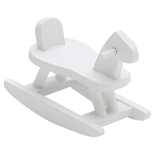 YARNOW 1Stück Mini Holzpferd Modell Mini Hobbyhorse Dekoratives Holzpferd Ornament Für Puppenhaus Weißes Miniaturpferd Süßes Deko Element Für Kinderzimmer von YARNOW