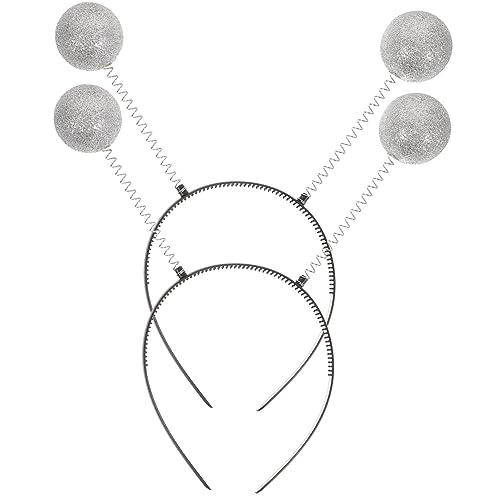 YARNOW 2 Glitzernde Silberne Ball Haarreifen Leichte Halloween Kopfbedeckung mit Schwingenden Kugeln Flexibler Party Kopfschmuck für Damen und Herren für Kostüm und Aufführungen YARNOW 2 Glitzernde Silberne Ball Haarreifen Leichte Halloween Kopfbedeckung mit Schwingenden Kugeln Flexibler Party Kopfschmuck für Damen und Herren für Kostüm und Aufführungen von YARNOW