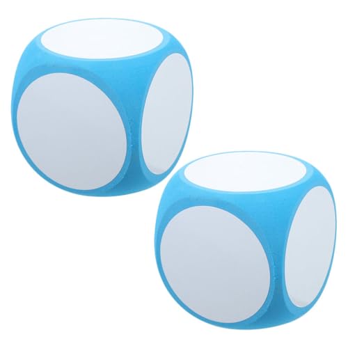 YARNOW 2 Große Schaumstoffwürfel Riesige Blankowürfel 10 cm Beschreibbar Abwischbar Trocken Abwischbar Für Spiele Partys Klassenzimmer Unterricht (Blau) von YARNOW