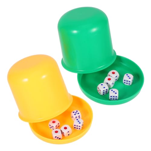 YARNOW 2 STÜCK Teiliges Würfelbecher Set mit Farbigen Würfeln Langlebiger Kunststoff für Würfelspiele Craps und Würfelspiele für Familie Party und Bar Unterhaltung Zufällige Farbe von YARNOW
