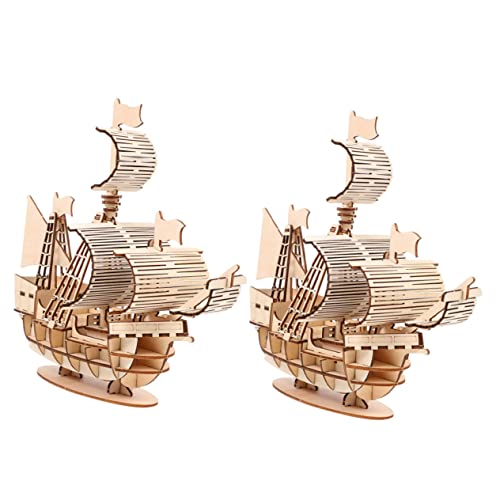 YARNOW 2 Sätze Holz Segelboot Puzzle DIY Puzzle für Erwachsene Kreatives Holzspielzeug Lernspielzeug Vorstellungskraft und Kreativität von YARNOW