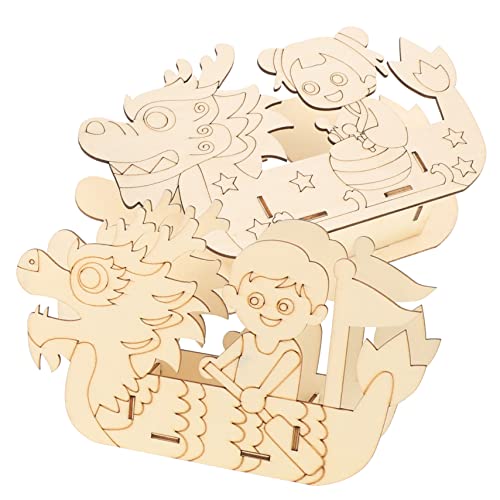 YARNOW 2 Sätze Holzboot Puzzle für Pädagogisches Kreativität und Vorstellungskraft Teiliges DIY Modell für Jungen Sicheres und Einfaches Basteln von YARNOW