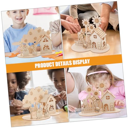 YARNOW 2 Sätze Holzpuzzle Ostern DIY Lernspielzeug für Kleinkinder Holzbaukasten mit Hasen und Sonnenblumenmotiv Fördert Feinmotorik und Problemlösung Dekoratives Ostertisch Accessoire von YARNOW