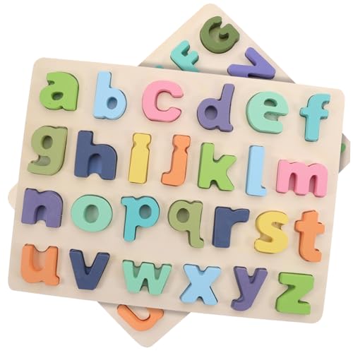 YARNOW 2 Sätze Holzpuzzle für Englisch Alphabet Lernspielzeug Vorschul Zuordnungsspiel Junge Mädchen Pädagogisches Früherziehungsspiel Große Holzbuchstaben zum Greifen und Zuordnen von YARNOW