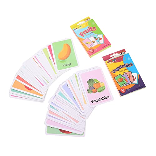 YARNOW 2 Sätze Lernkarten für Kleinkinder Kognitive Spielkarten für Früchte Gemüse Sprachförderung und Lernspielzeug für Junge Mädchen und Vorschulkinder von YARNOW
