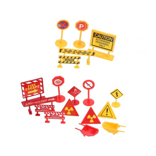 YARNOW 2 Sätze Mini Verkehrsschilder Teiliges Spielset mit Realistischen Verkehrszeichen für Frühe Verkehrserziehung Robuste Materialien für Sandtischspiele und Kreatives Lernen von YARNOW