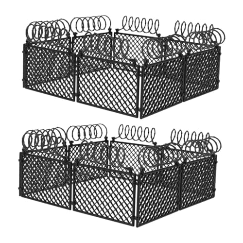 YARNOW 2 Sätze Mini Zaun für Kriegsszenen Realistische Tischdeko für Mikro Landschaften DIY Miniatur Zaun für Garten und Puppenhaus Zubehör Schwarz von YARNOW