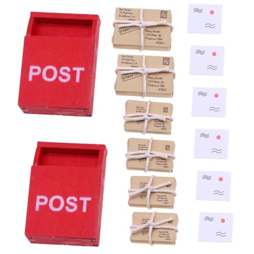 YARNOW 2 Sätze Miniatur Briefkasten Modell mit Päckchen Teiliges Set Puppenhaus Zubehör Realistische Dekoration für Garten und Langlebiges Material Kreative Lernspielzeug von YARNOW