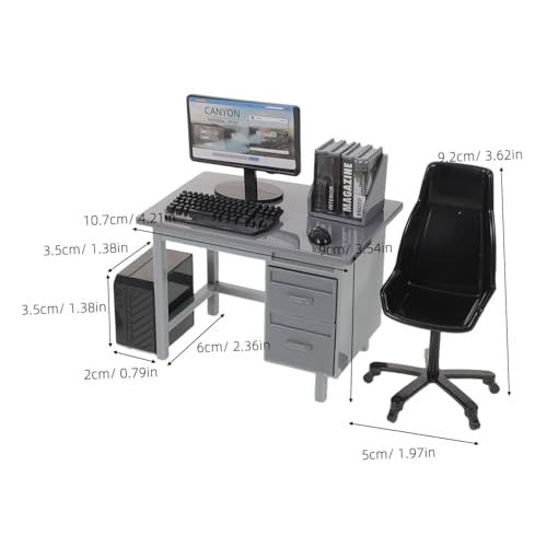 YARNOW 2 Sätze Miniatur Puppenhaus Büro Computer mit Mini Stuhl Tastatur Maus Tisch Rollenspiel Weihnachten YARNOW 2 Sätze Miniatur Puppenhaus Büro Computer mit Mini Stuhl Tastatur Maus Tisch Rollenspiel Weihnachten von YARNOW