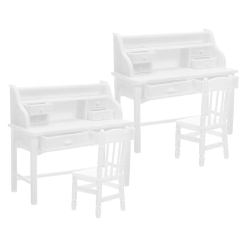 YARNOW 2 Sätze Miniatur Schreibtisch Und Stuhl Mit Realistisch Öffnenden Schubladen Kunststoff Lernspielzeug Für Familien Spiele Und Schulaktivitäten von YARNOW