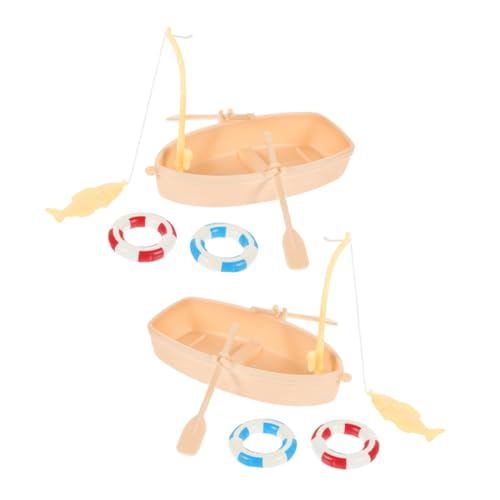 YARNOW 2 Sätze Simuliertes Fischerbootmodell deko Mini -Strandzubehör Mini- -Ornament im Strandstil Mini- Mikrolandschafts-Kinderspielzeug Puppenhausboot Abs Khaki von YARNOW