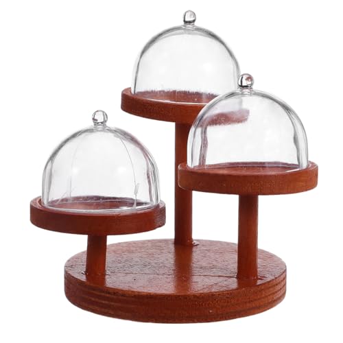 YARNOW 2 Satz Stufiges Mini Snack Kuchen-Display mit Abdeckhaube Kleines Regal für Mini Obst Gemüse und Desserts von YARNOW