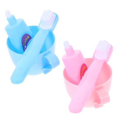 YARNOW 2 Sets Badezimmerset Mit Zahnbürsten Und Miniatur Zahnpasta Puppenzubehör Für Das Spielen Und Rollenspiele Mini-Toilette Und Bath Essentials Für Puppen von YARNOW