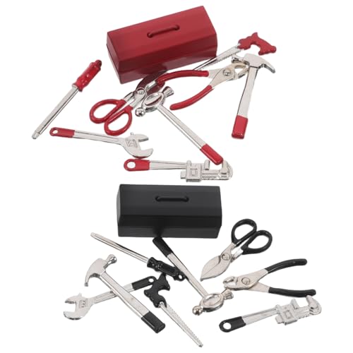 YARNOW 2 Sets Mini-Puppenhaus-Werkzeugset: Puppenhaus-Mini-Arbeitswerkzeug-Set mit Box – Hochdetaillierte Zange, Hammer, Schraubendreher, Schraubenschlüssel für die Mikro-Landschaftsdekoration YARNOW 2 Sets Mini-Puppenhaus-Werkzeugset: Puppenhaus-Mini-Arbeitswerkzeug-Set mit Box – Hochdetaillierte Zange, Hammer, Schraubendreher, Schraubenschlüssel für die Mikro-Landschaftsdekoration von YARNOW