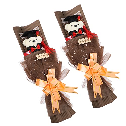 YARNOW 2 Stck Teiliges Abschlussbär Bouquet Niedliche Cartoon Bärenpuppen Abschlussfeier Deko für Kleine Schüler und Abschiedsgeschenke als Fotorequisite und Partyaccessoire von YARNOW