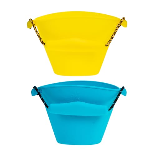 YARNOW 2 Stück Faltbarer Silikon Sandbucket Tragbarer Wassereimer für Multifunktionales Strandspielzeug Buntes Design für Kreatives im Freien von YARNOW
