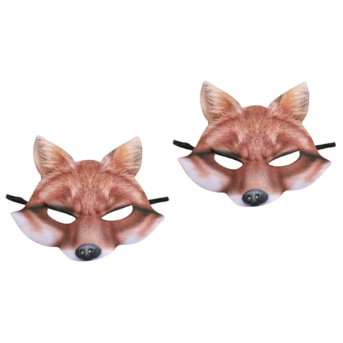 YARNOW 2 Stück Fuchs Maske Tiergesichtsmaske Halloween-Fuchs-Halbmasken Lustiges Halloween Kostüm Tier Cosplay Maske für Maskeradeparty Tiermasken Halbmasken-Cosplay Halloweenmaske Gelb von YARNOW