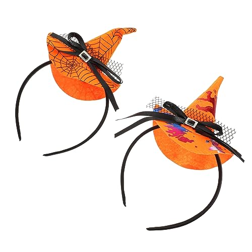 YARNOW 2 Stück Halloween Hexenhut Haarreif Teiliges Stabiles Stirnband mit Spinnennetz Design Leicht und Bequem Party Kopfschmuck für Damen für Halloween Kostüm und Cosplay von YARNOW