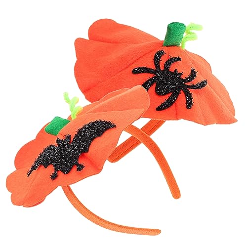 YARNOW 2 Stück Halloween Kürbis Stirnbänder Elastische Haarreifen mit Spinnen und Fledermaus für Kostümpartys und Bühnenauftritte von YARNOW