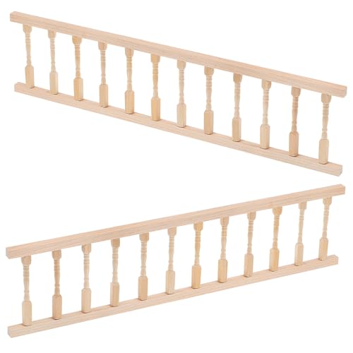 YARNOW 2 Stück Hölzerne Handläufe Puppenhausdekoration Puppenhausgeländer Mini Möbel Puppenhaus Kleines Geländer Puppenhausmöbel Miniatur Puppenhaus Holz Brown von YARNOW