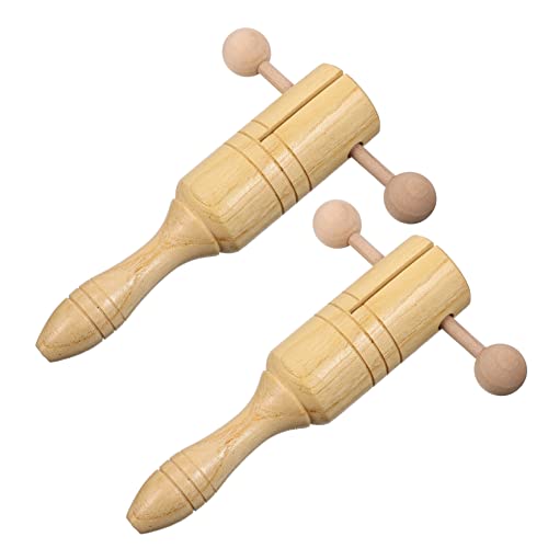 YARNOW 2 Stück Holz Handglocken Musikalische Rasseln aus Holz für Pädagogisches Instrument Motorik und Kreativität für Partys und Kindergartenaufführungen von YARNOW
