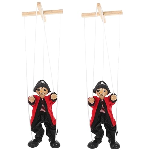 YARNOW 2 Stück Holz Marionetten Piraten Puppen Lustige Marionette Spielzeuge für Interaktives Puppentheater für Familienunterhaltung und Kreative Rollenspiele von YARNOW