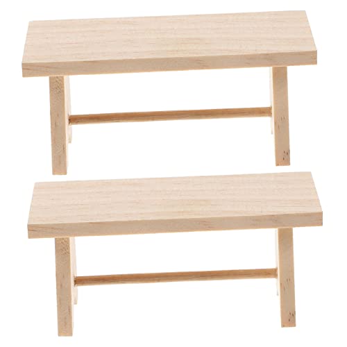 YARNOW 2 Stück Holz Tee Tisch Modell für Puppenhaus und Miniatur Gartenmöbel als Dekoration und Zubehör für Miniaturen Realistische Details Langlebig und Praktisch von YARNOW